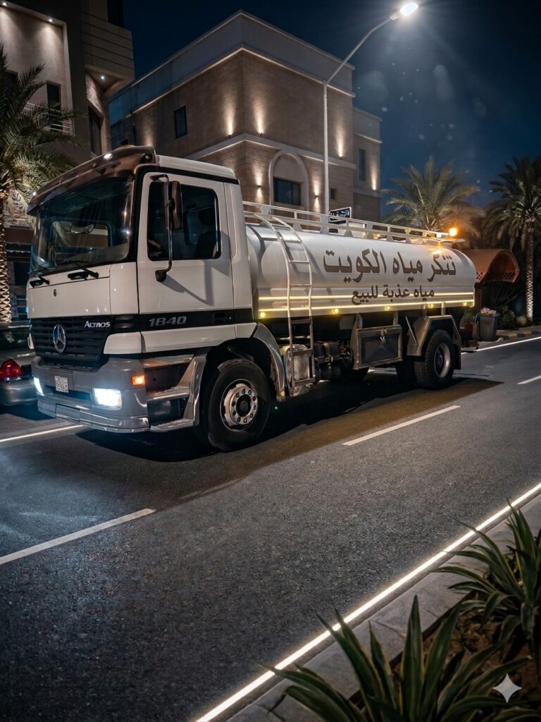 تنكر مياه الكويت يقوم بتوصيل المياه العذبة للمنازل