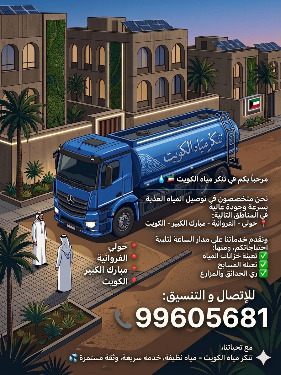 تنكر مياه الفروانية يقدم خدمة توصيل المياه للمباني