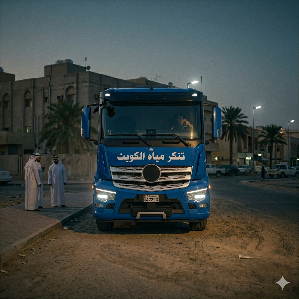 تنكر مياه بيان يقوم بتوصيل المياه العذبة في الكويت