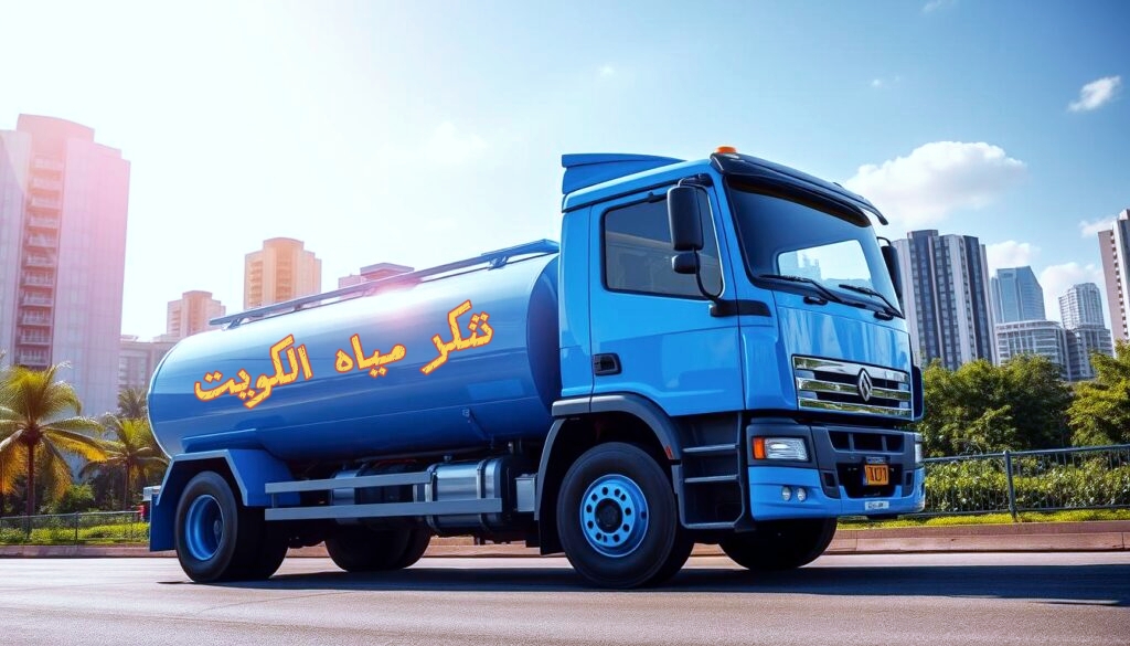 خدمة توصيل مياه بيان باستخدام تنكر حديث في الكويت